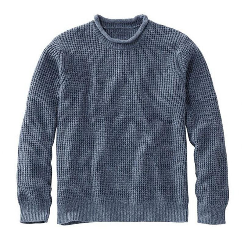 Herren einfarbiger lässiger Rundhals-Pullover mit langen Ärmeln