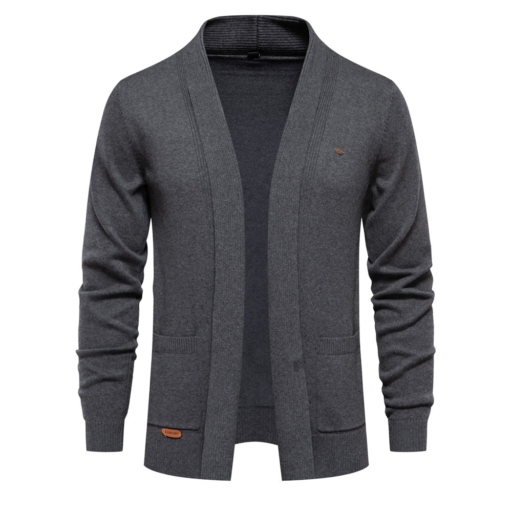 Herren Lässige Strickjacke im Vintage-Stil mit V-Ausschnitt und offener Vorderseite