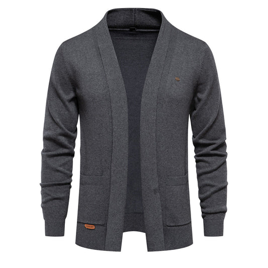 Herren Lässige Strickjacke im Vintage-Stil mit V-Ausschnitt und offener Vorderseite