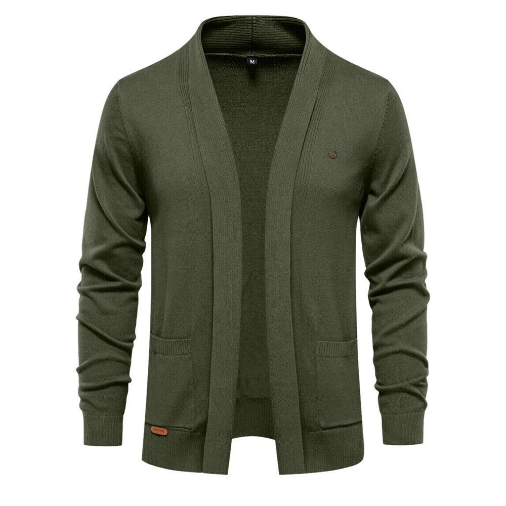 Herren Lässige Strickjacke im Vintage-Stil mit V-Ausschnitt und offener Vorderseite
