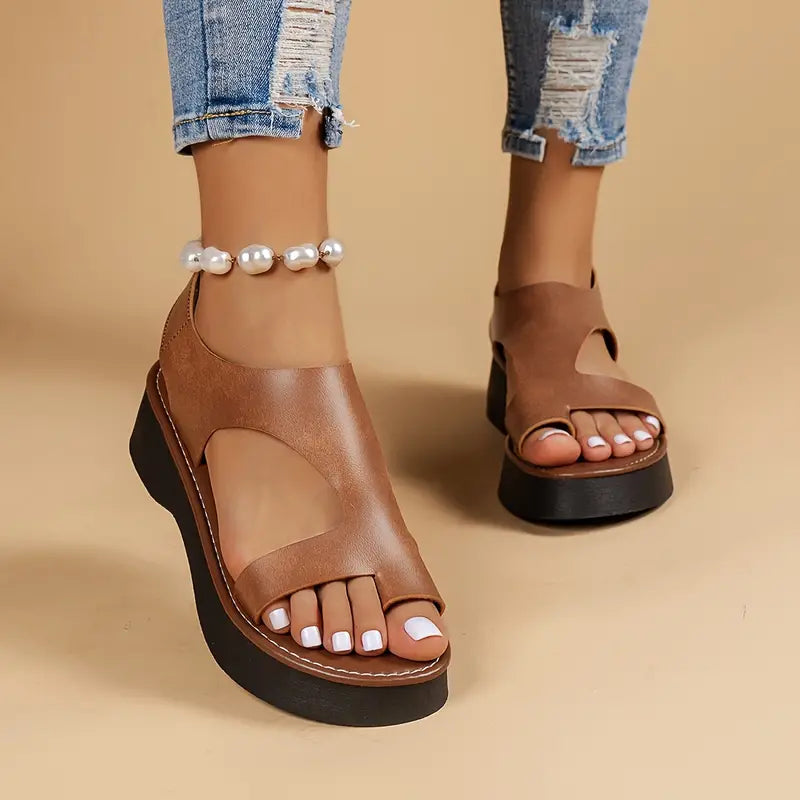 🔥LETZTER AKTIONSTAG 50% RABATT - DAMEN ORTHOPÄDISCHE KEILSANDALEN AUS LEDER MIT PLATEAUSOHLE