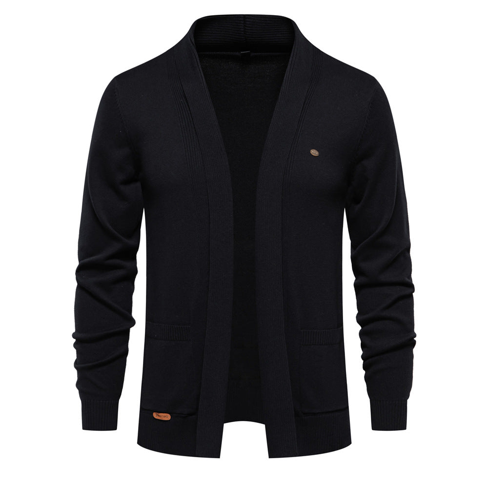 Herren Lässige Strickjacke im Vintage-Stil mit V-Ausschnitt und offener Vorderseite