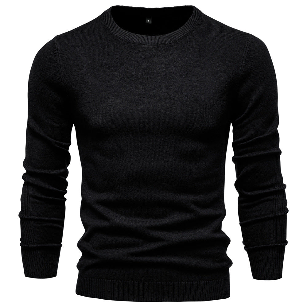 Men's Pullover Solid Color Warm Slim Crew Neck Sweater