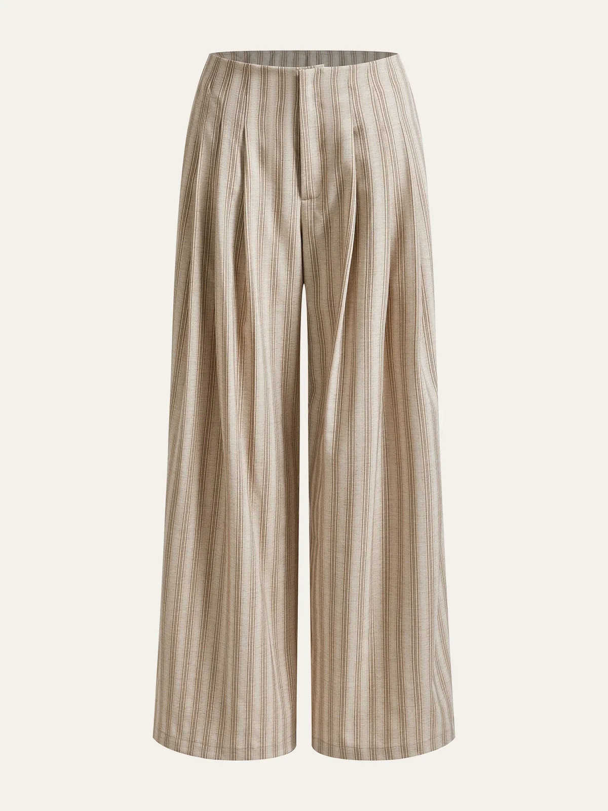 Hochtaillierte, plissierte, gestreifte A-Linien-Hose mit weitem Bein