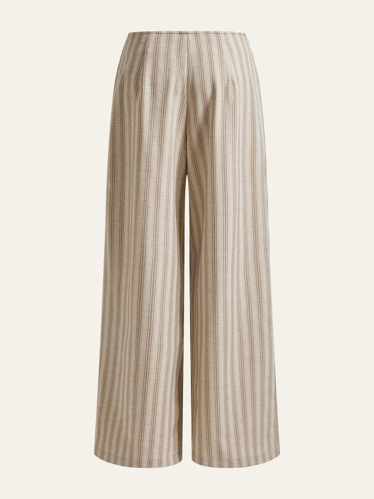 Hochtaillierte, plissierte, gestreifte A-Linien-Hose mit weitem Bein