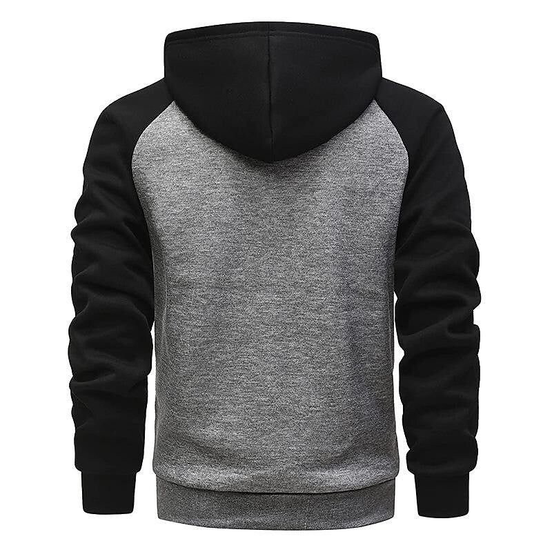 Herren Sweatjacke mit Reißverschluss, Kapuze und Kontrastfarben