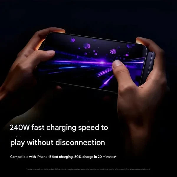 2-in-1 Detachable 240W Super Fast Charging Cable with 360° Rotating Invisible Stand