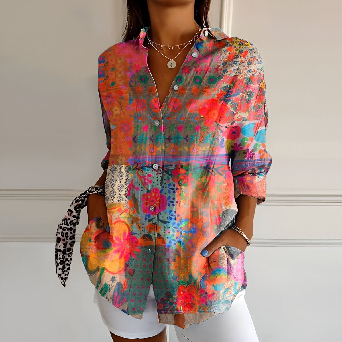 Bluse mit Vintage-Blumenmuster