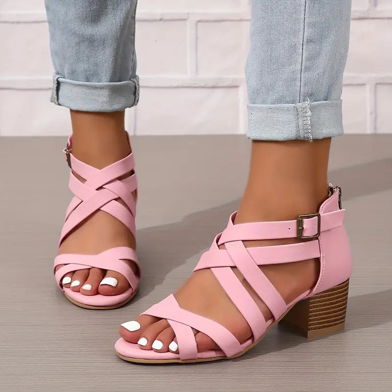 🔥Letzte Tagesaktion 50 % RABATT - Retro-Sandalen mit gestapeltem Absatz und orthopädischem Fußbett für Damen