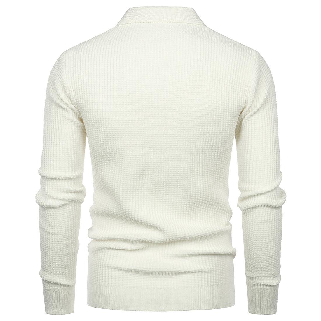 Herren Revers Pullover Waffel-Half-Zipper Slim Fit Pullover