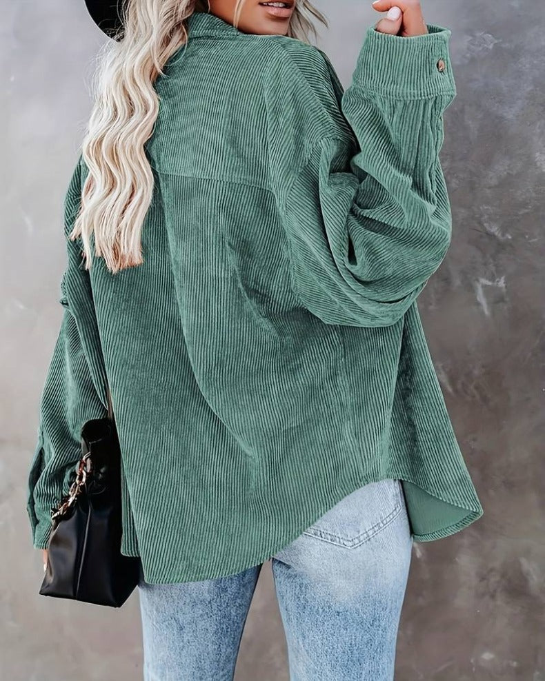 Damen Samt-Bluse mit langen Ärmeln, lässiger Vintage-Stil, Herbst/Winter