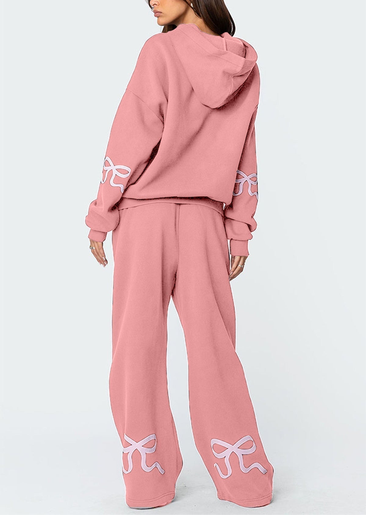 Weihnachtsverkauf 50 % RABATT – Damen-Sweatset mit Kapuzenpullover und Schleifendetail