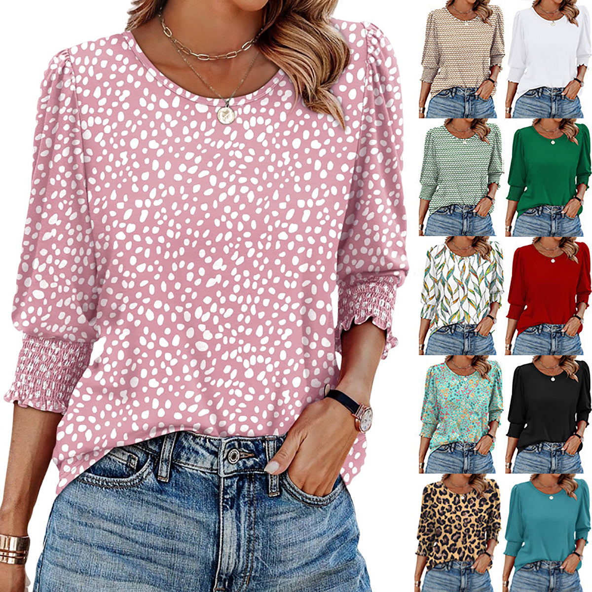 🥳Damen-Sommer-Oberteile mit Print, Ellenbogenlänge, locker sitzendes T-Shirt