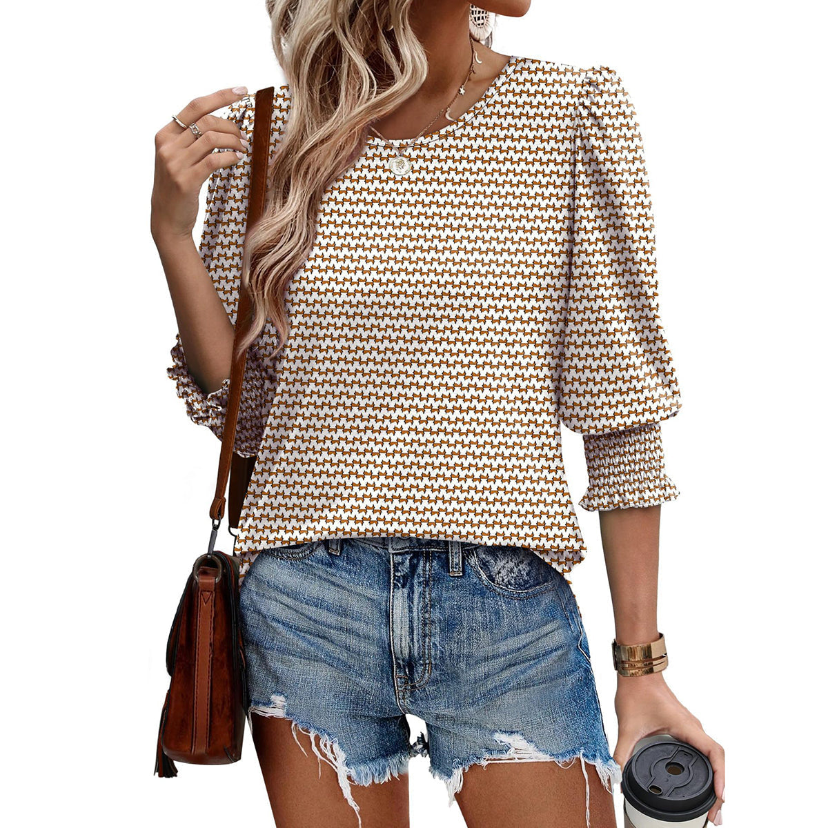 🥳Damen-Sommer-Oberteile mit Print, Ellenbogenlänge, locker sitzendes T-Shirt