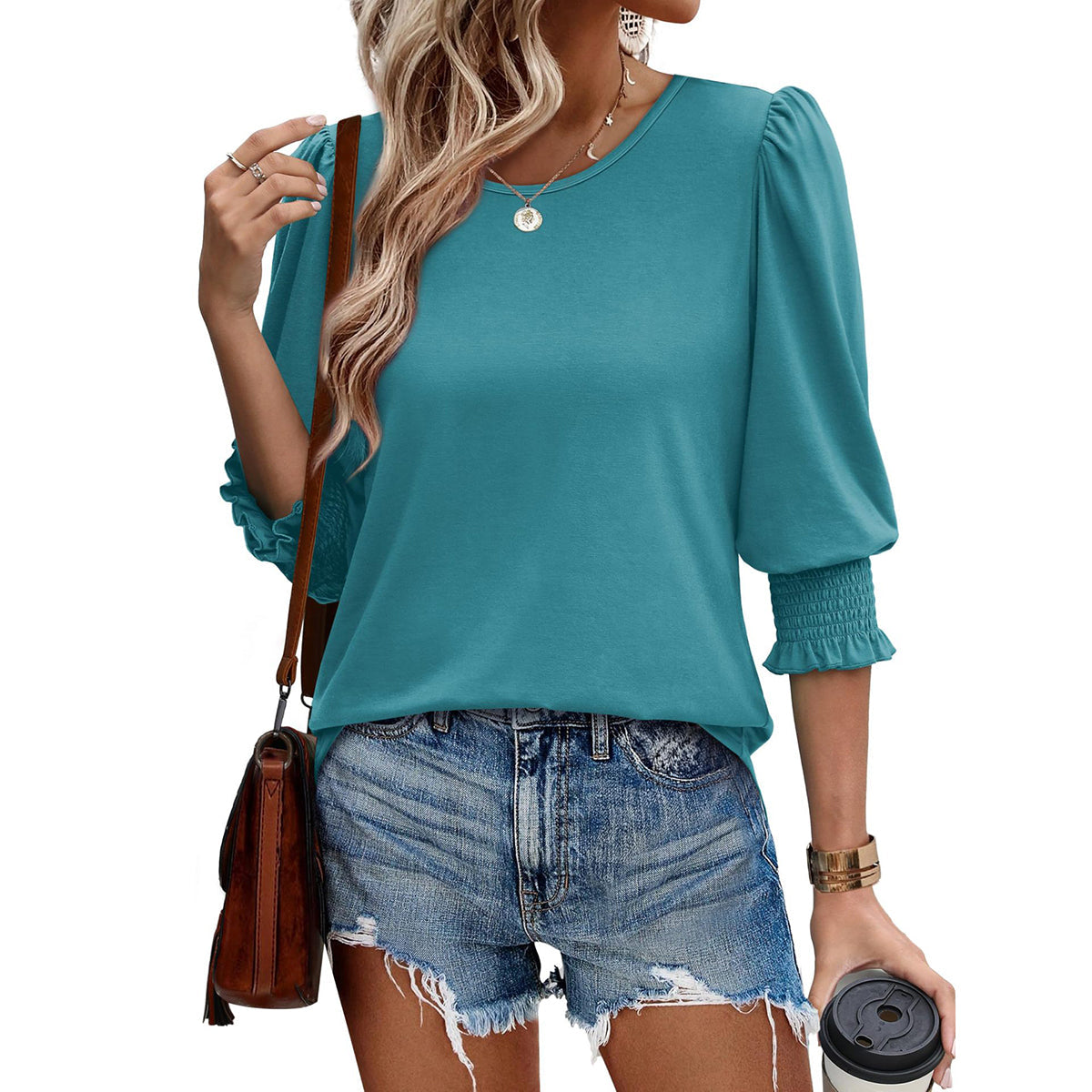 🥳Damen-Sommer-Oberteile mit Print, Ellenbogenlänge, locker sitzendes T-Shirt