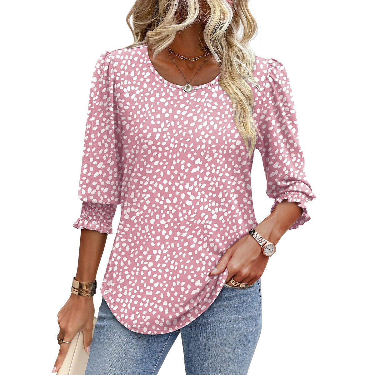 🥳Damen-Sommer-Oberteile mit Print, Ellenbogenlänge, locker sitzendes T-Shirt