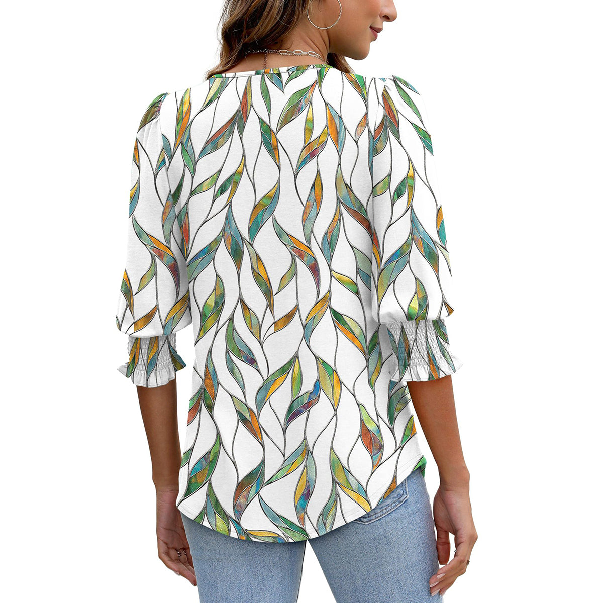 🥳Damen-Sommer-Oberteile mit Print, Ellenbogenlänge, locker sitzendes T-Shirt