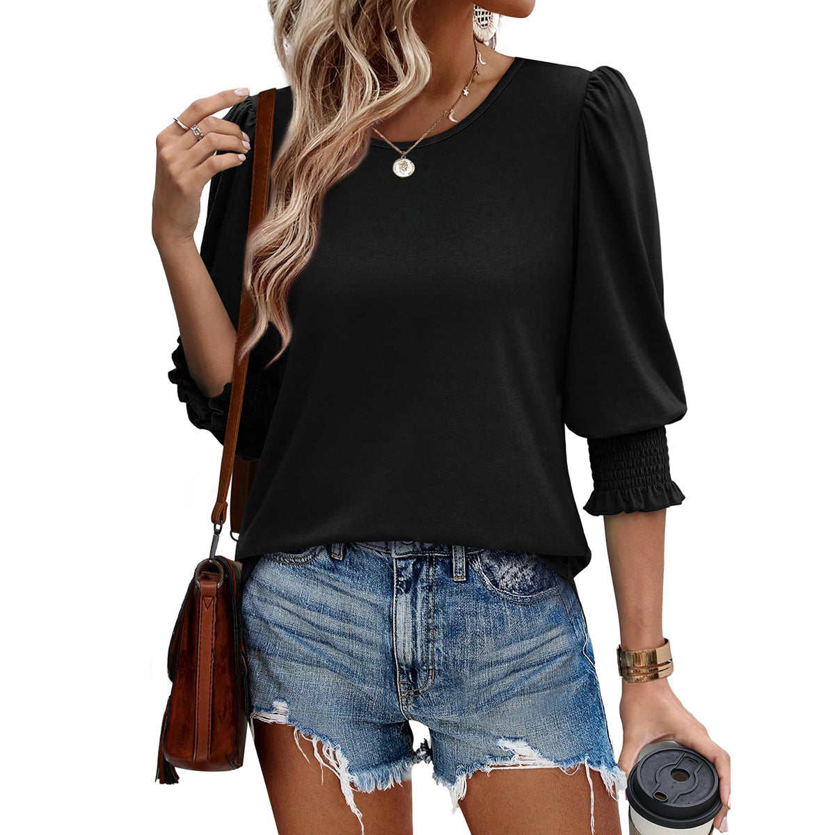 🥳Damen-Sommer-Oberteile mit Print, Ellenbogenlänge, locker sitzendes T-Shirt