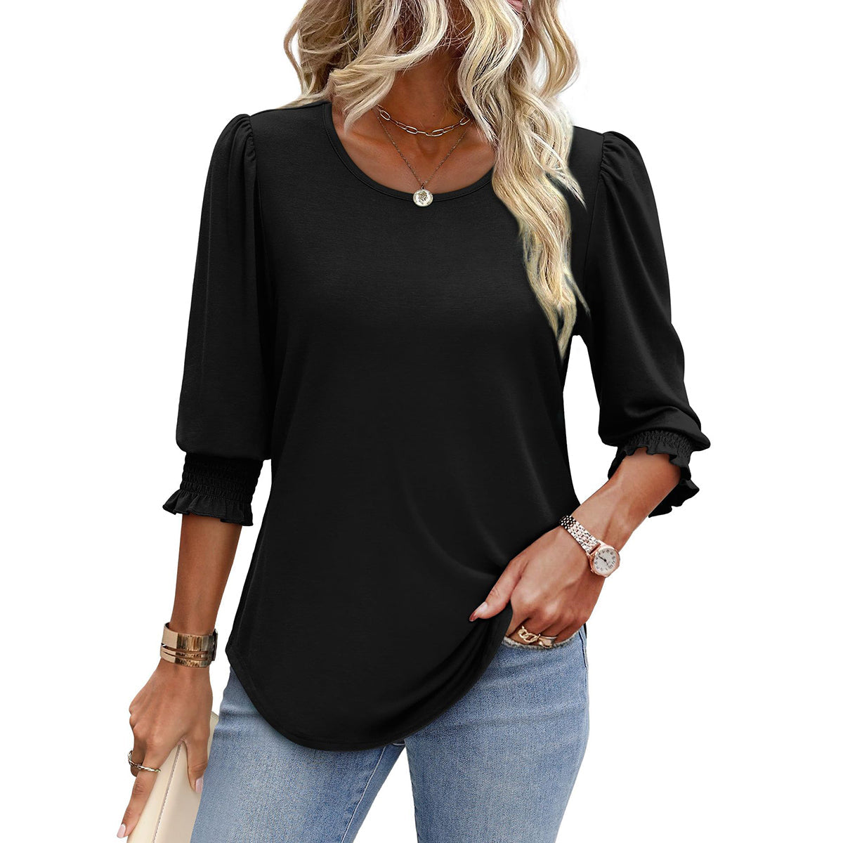 🥳Damen-Sommer-Oberteile mit Print, Ellenbogenlänge, locker sitzendes T-Shirt