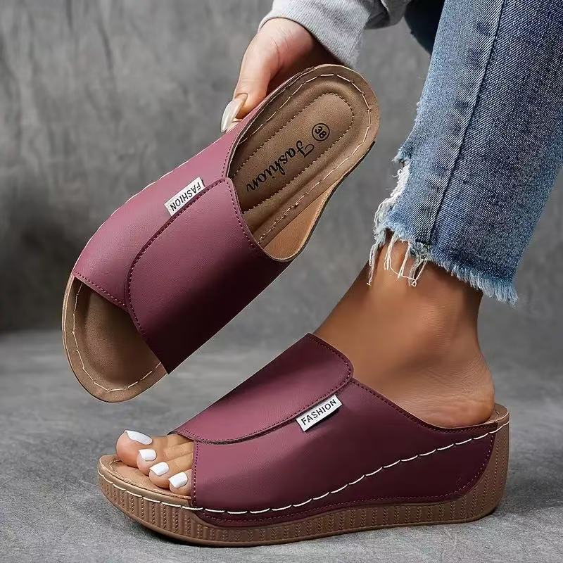 Comfortable Slides with Arch Support - Women's Plain Breathable Sandals