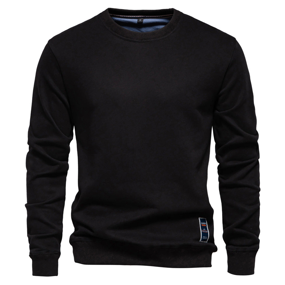 Herren Strickpullover mit Rundhalsausschnitt, einfarbig