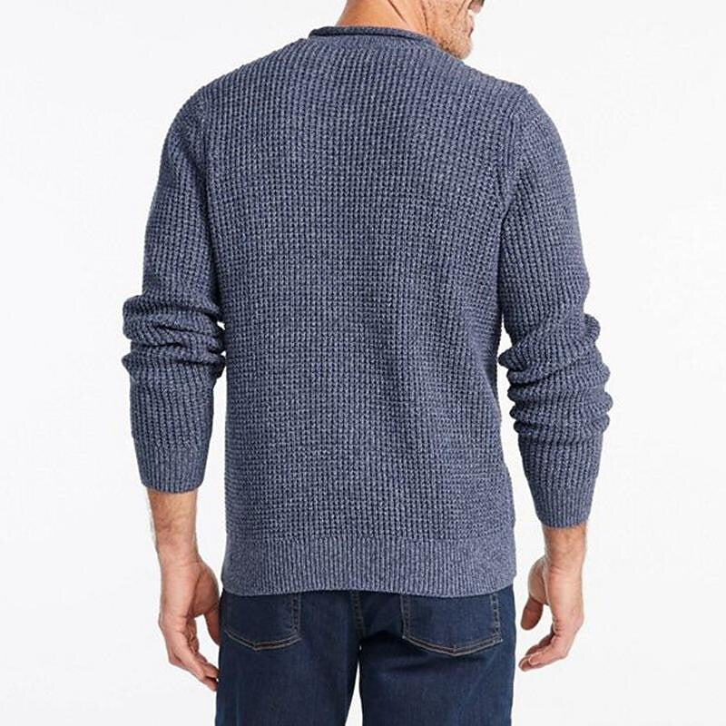 Herren einfarbiger lässiger Rundhals-Pullover mit langen Ärmeln