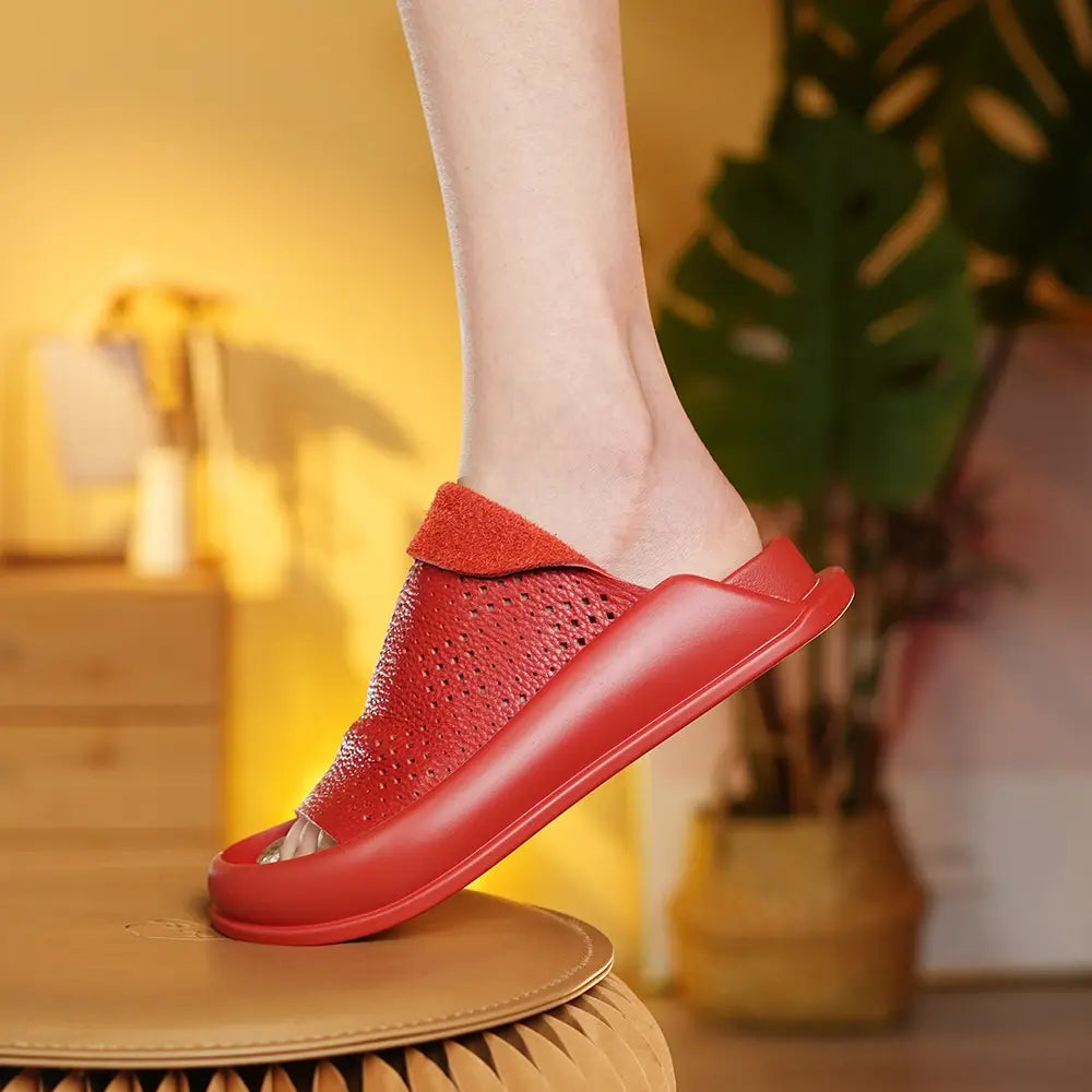 LetcloTM Damen Plateau-Slipper aus italienischem Leder