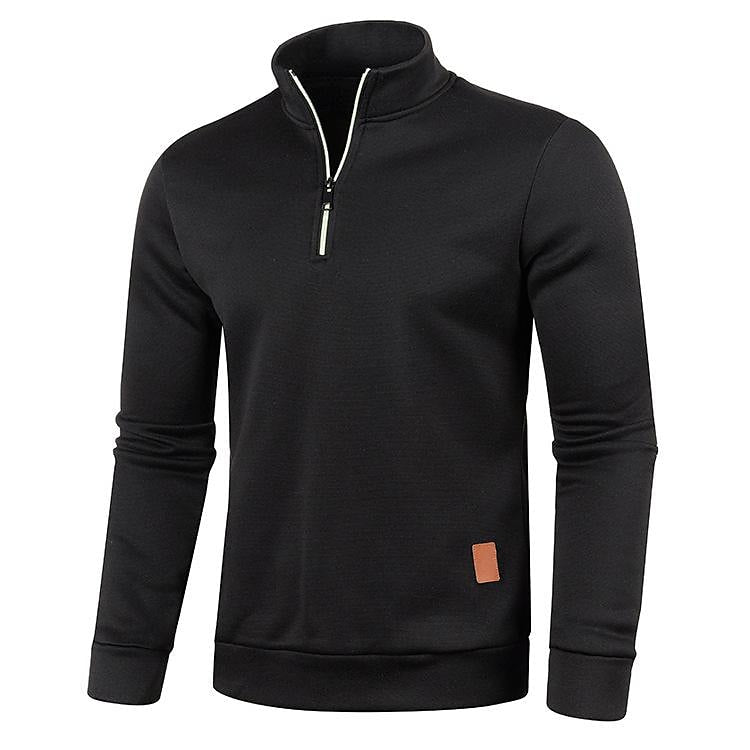 Herren Stehkragen Half Zip Langarm Dünner Fleece Pullover